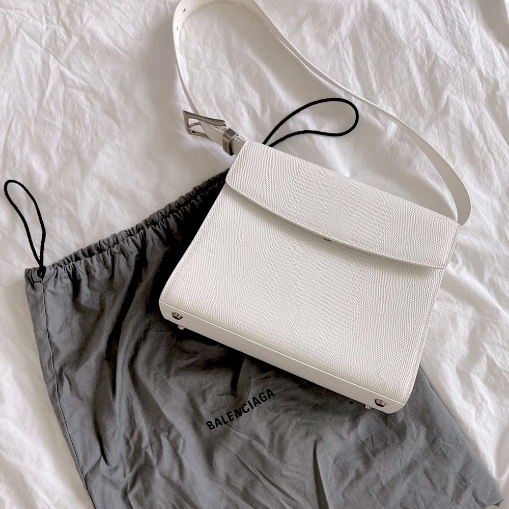 Balenciaga Ghost Medium Lizard-effect Patent leather Shoulder Bag